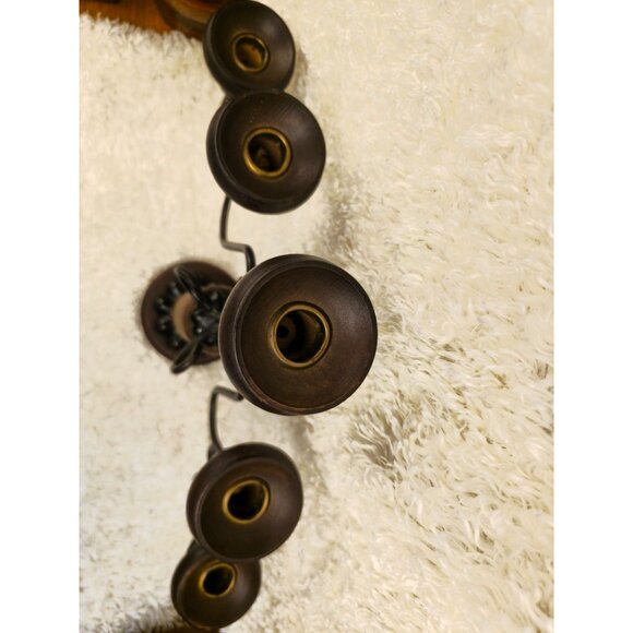 Vintage Wooden & Metal 5-Arm Candelabra Candle Holder With Intricate Design - Picture 12 of 12